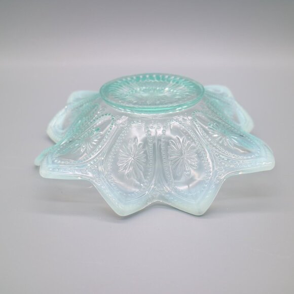 Antique Northwood Spokes and Wheels Pattern Blue Opalescent Glass Bowl c1906 - Picture 5 of 8